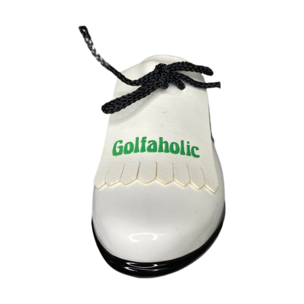 Russ Ceramic Black & White 'Golfaholic' Saddle Loafer Shoe Planter